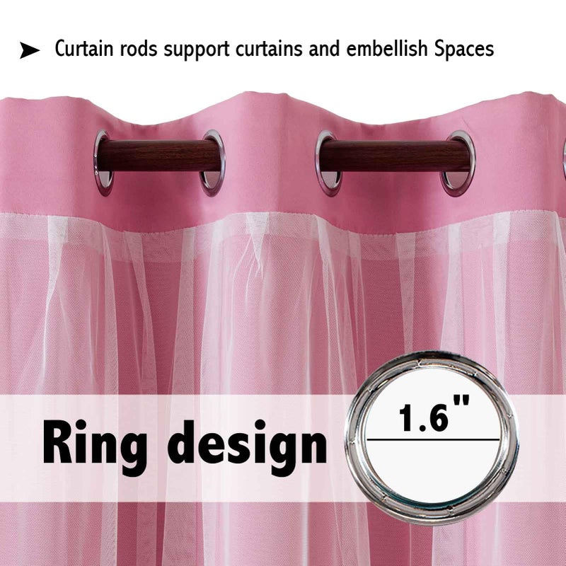 indistar Home Blackout Curtains Double Layer Solid Sheer Grommet Top Window Curtain Panel Pair, 52Wx63L,Pink - Image 4