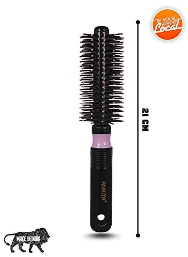 Ankita Round Hair Brush with Nylon Bristle|Hair Brush with Strong and Flexible soft Bristles|For Grooming, Straightening, Smoothing, Detangling Hair, Ideal for Men & Women|Colors May Vary (212) - Image 2