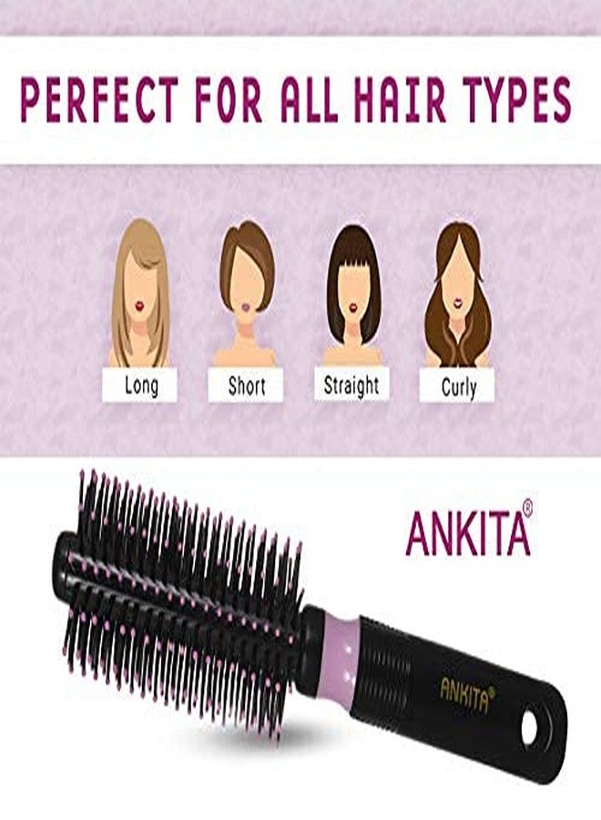 Ankita Round Hair Brush with Nylon Bristle|Hair Brush with Strong and Flexible soft Bristles|For Grooming, Straightening, Smoothing, Detangling Hair, Ideal for Men & Women|Colors May Vary (212) - Image 4