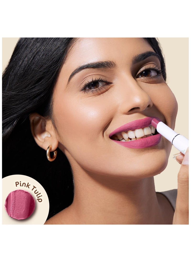 Mama Earth - MAMAEARTH Moisture Matte Longstay Lipstick with Avocado Oil & Vitamin E - 08 Pink Tulip - 2g - Image 1