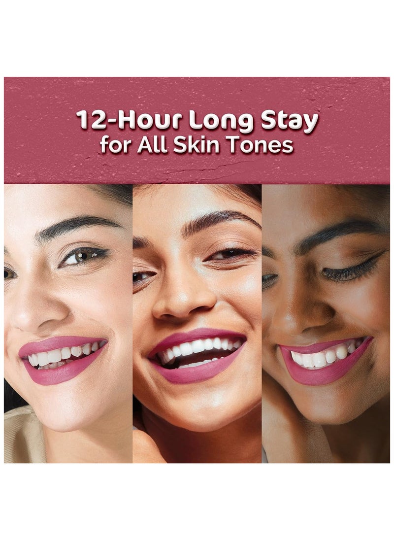 Mama Earth - MAMAEARTH Moisture Matte Longstay Lipstick with Avocado Oil & Vitamin E - 08 Pink Tulip - 2g - Image 1