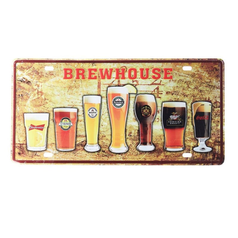 Eazywagon Brewhouse Brands Multipurpose Metal Signs - License Wall Plate, Decorative Car Tag - Ideal for Cafe, Restaurant, Shop, Home, Hotel, Club, Office, Living Area - Image 1