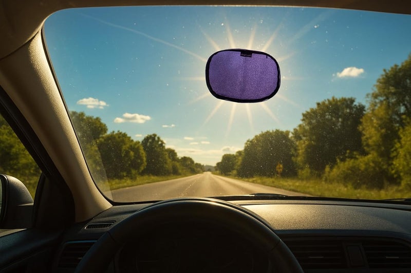 Glare Patch The - The Original Miniature Static Cling Window Shade. Pack of 2! Sun Shade for Your Side Window and Light Glare - Image 1