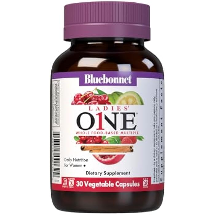 Bluebonnet Nutrition Ladies One Organic Vegetable Capsule, Whole Food Multiple, K2, Energy, Vitality, Non-GMO, Gluten, Soy & Milk Free, Kosher, 1 Month Supply, Light Grey, 30 Count - Image 1