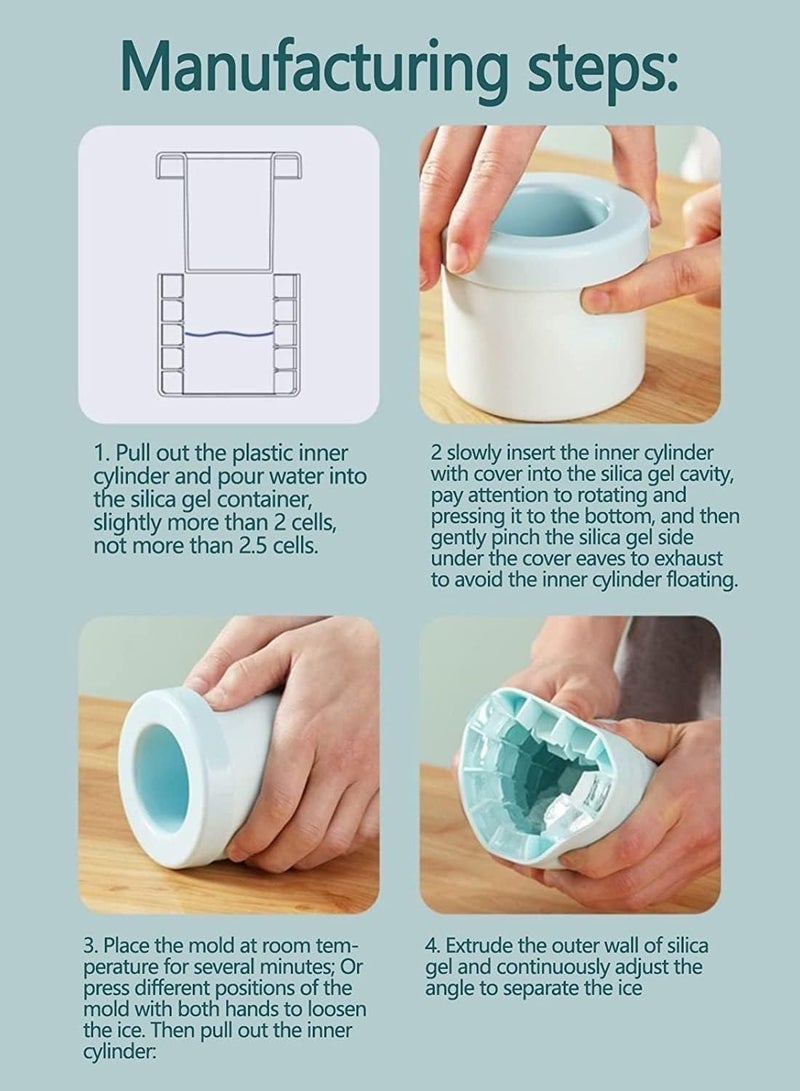 قالب مكعبات ثلج اسطواني من السيليكون صانع مكعبات ثلج جديد ثلاثي الابعاد فك ضغط شبكة الثلج كوب ثلج سهل الفك بالضغط متعدد الالوان - Image 5