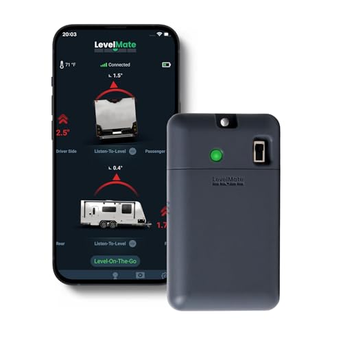LogicBlue Technology نظام تسوية RV LevelMateMAX اللاسلكي من LogicBlue Technology، مستوى بلوتوث للمخيمات، ملحق ضروري لعربات السفر، إعداد سهل للهواتف مع التطبيق - Image 1