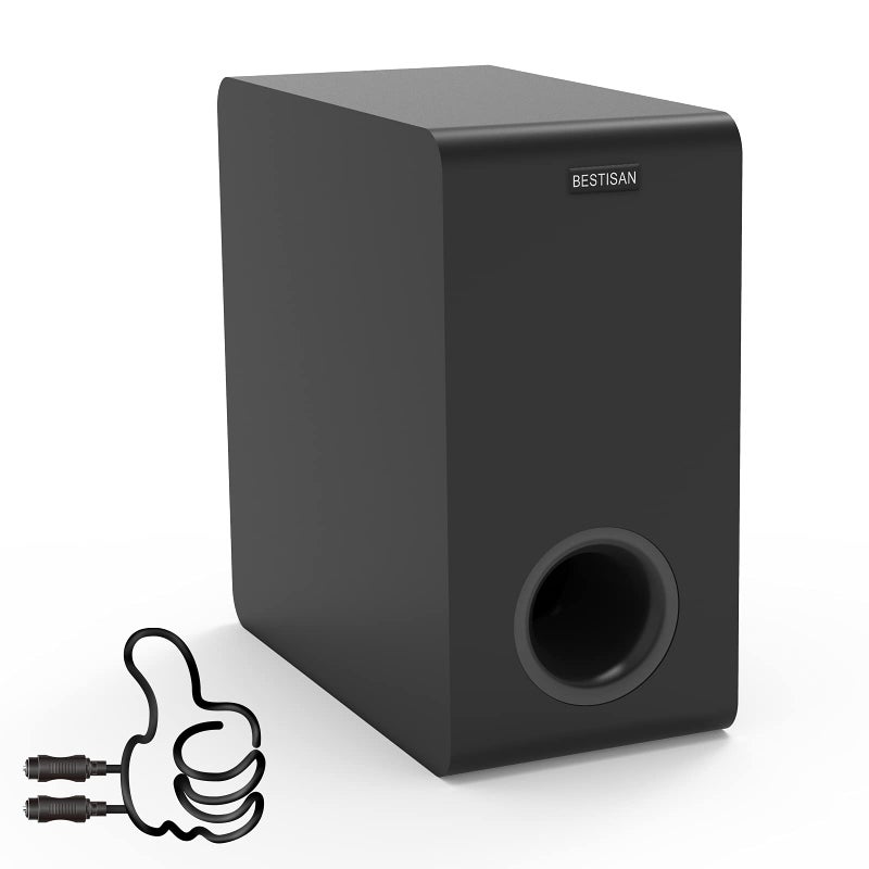 BESTISAN Powered Subwoofer, Bestisan 6.5" Active Home Audio Subwoofer in Compact Design for Receiver,Deep Bass in Black - Image 1