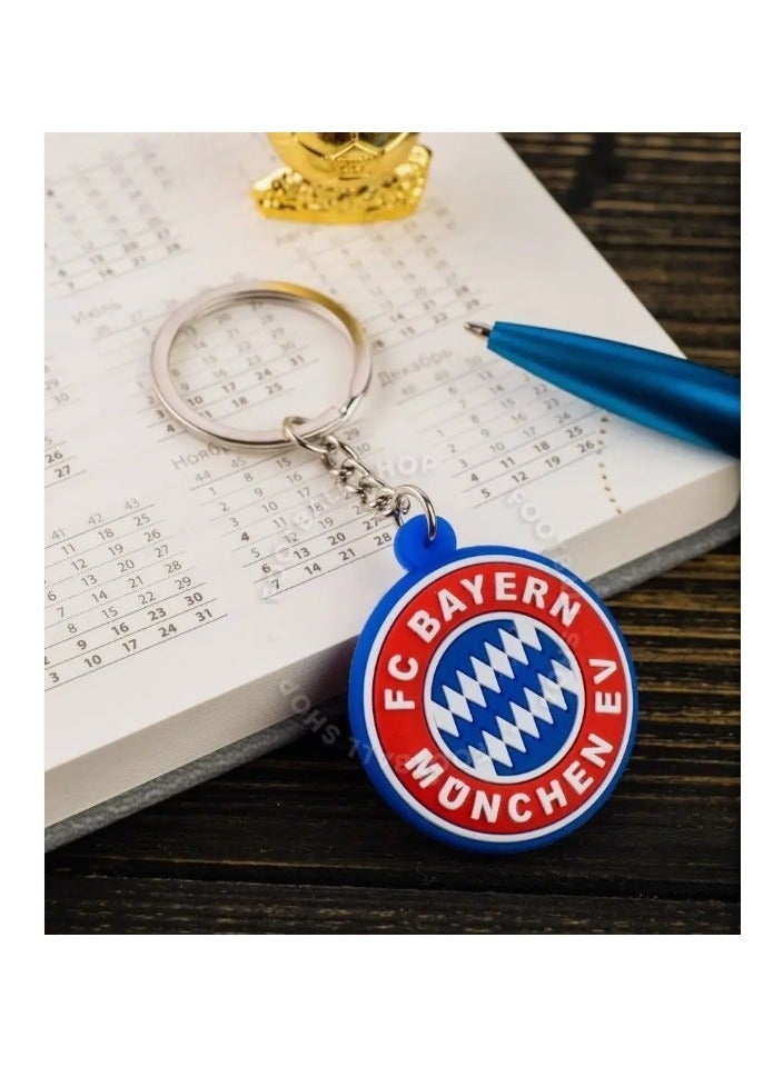 MARIO DRAFTS FC Bayern München Football Club Logo Keychain, Metal Chain, Blue and Red - Image 1