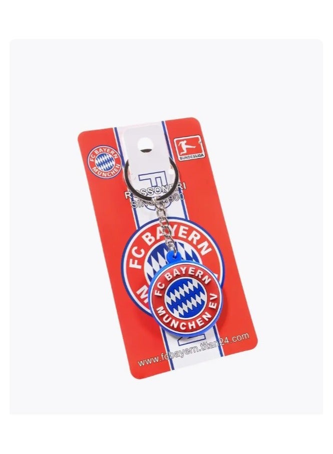 MARIO DRAFTS FC Bayern München Football Club Logo Keychain, Metal Chain, Blue and Red - Image 3