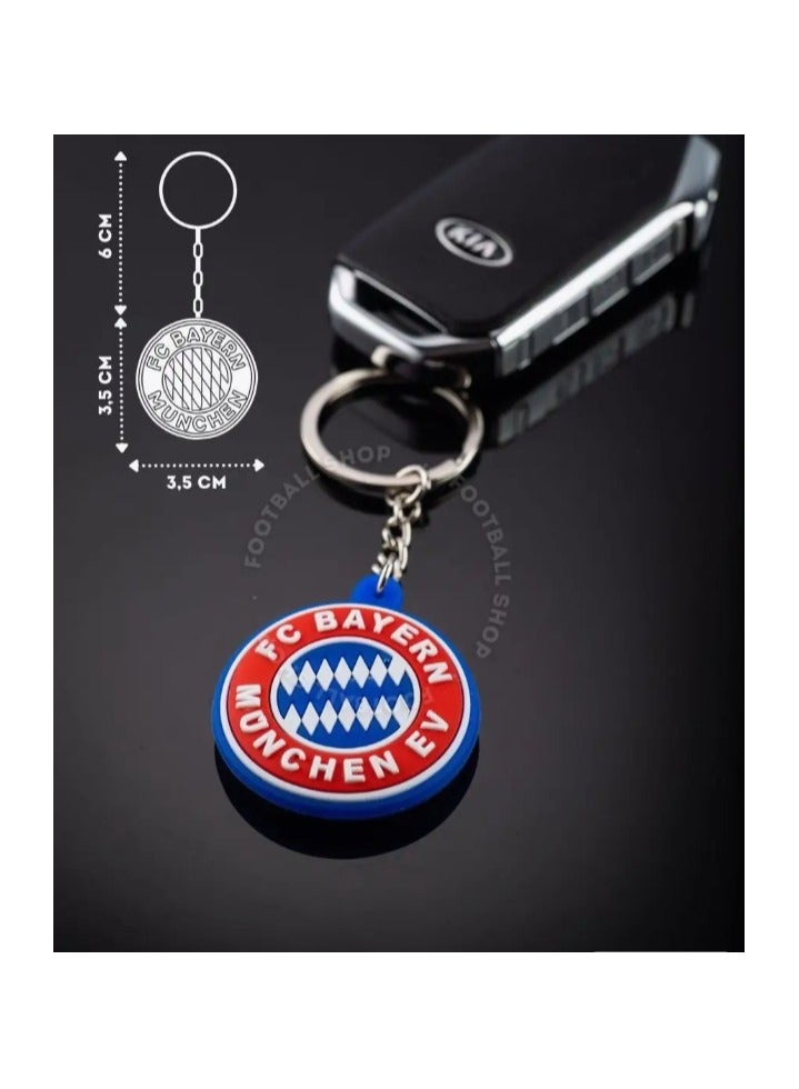 MARIO DRAFTS FC Bayern München Football Club Logo Keychain, Metal Chain, Blue and Red - Image 2