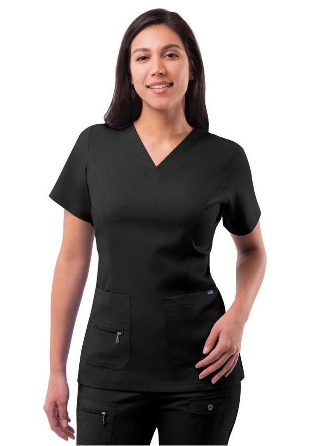 Adar Uniforms Adar Pro Scrubs For Women - Elevated V-Neck Scrub Top - P4212 - Black - XL - Image 1