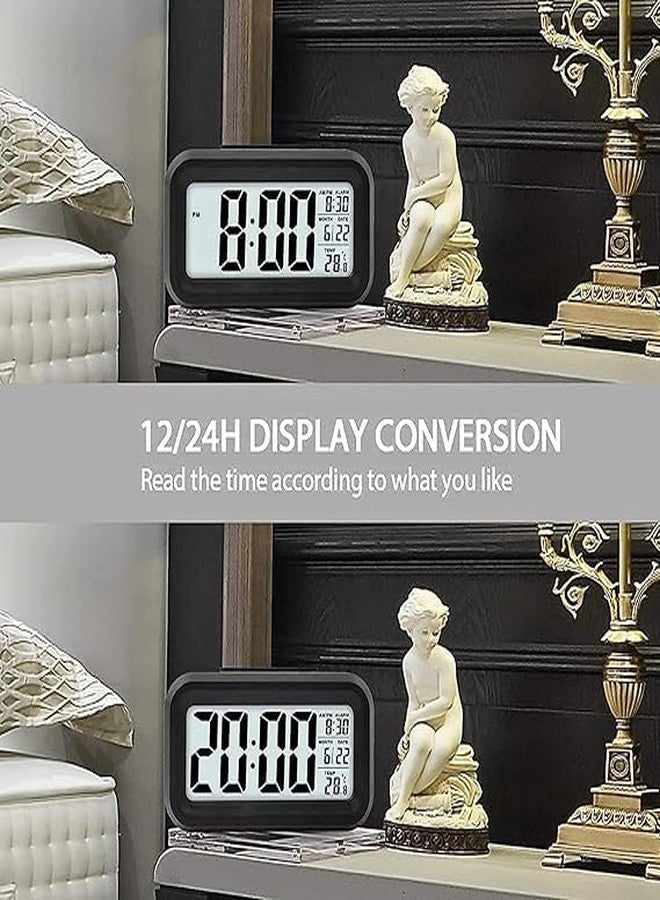 MAKE A WISH Digital Alarm Clock with Automatic Sensor, Date and Temperature Display, Table Clock for Students, Home, Office, Corporate Use (Black Digital) - Image 4