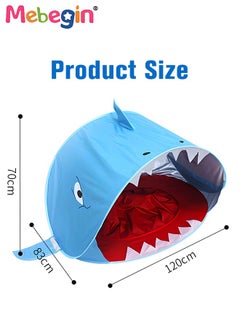 MEBEGIN Shark Pop Up Tent for Kids, Portable Playhouse for Indoor and Outdoor, Foldable Tent with Carry Bag, Mesh Curtain and Pockets, Enough Size for Playtime, Easy to Set Up, 120*83*70cm  - Image 4