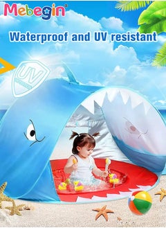 MEBEGIN Shark Pop Up Tent for Kids, Portable Playhouse for Indoor and Outdoor, Foldable Tent with Carry Bag, Mesh Curtain and Pockets, Enough Size for Playtime, Easy to Set Up, 120*83*70cm  - Image 5
