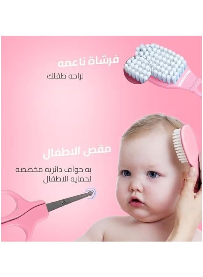 بيبي كير مجموعة العناية باظافر الطفل - مجموعة تنظيف للتنظيف اليومي الشخصي للرضع مانيكير لحديثي الولادة بصحة ومقص اظافر وفرشاة شعر 6 قطع - Image 2