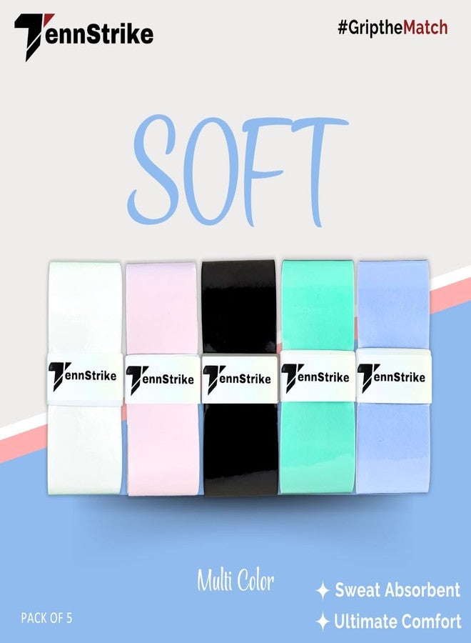 Tennstrike Badminton Rubber Overgrip Box | Pack of 5 | Sweat-Absorbent, Anti-Slip, Tacky, Durable Grips | Multicolor Racket Overgrip Tape for Badminton, Tennis, Pickleball and More - Image 2