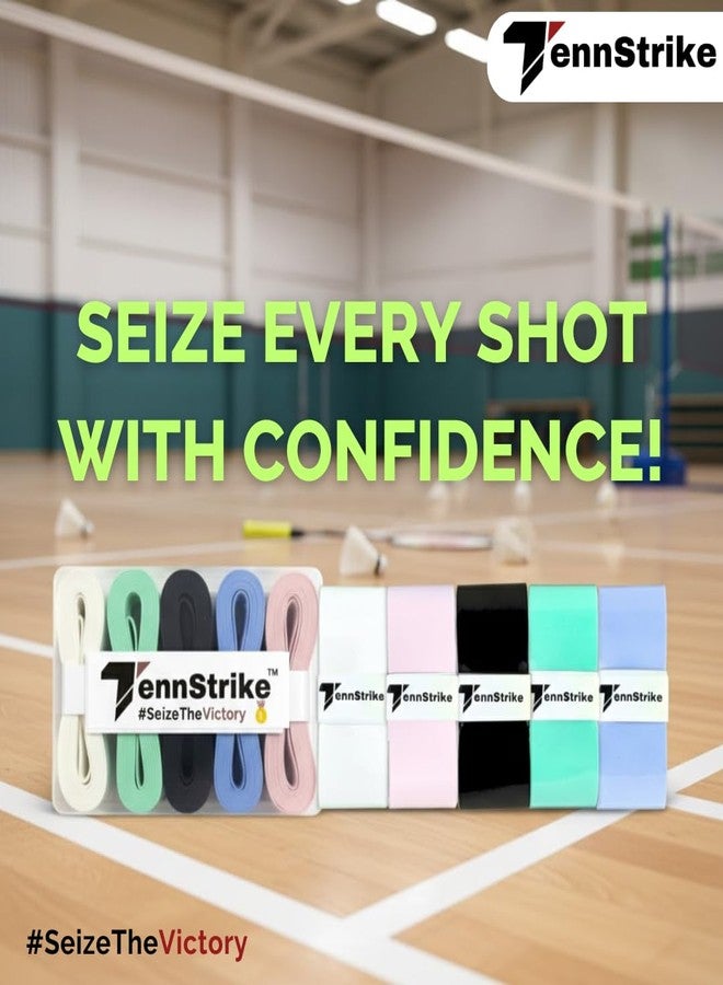 Tennstrike Badminton Rubber Overgrip Box | Pack of 5 | Sweat-Absorbent, Anti-Slip, Tacky, Durable Grips | Multicolor Racket Overgrip Tape for Badminton, Tennis, Pickleball and More - Image 3