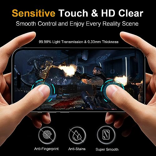 QHOHQ 3 Pack Privacy Screen Protector for iPhone 15 [6.1 Inch] with 3 Pack Camera Lens Protector, Anti Spy Tempered Glass Film, 9H Hardness, HD, Bubble Free, Case Friendly - Black - Image 3