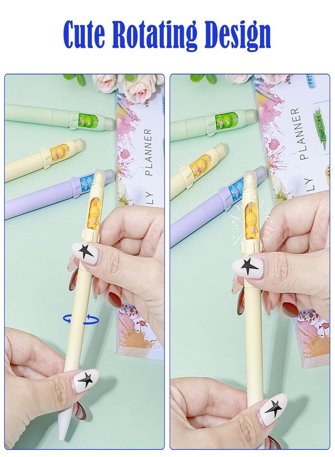BAYTORY 4Pcs Cute Erasable Gel Pens, Rotatable Blue Ink Pen with 10 Refills, 0.5mm Fine Point with Erasers, Quick Dry Erasable Pens for Completing Sudoku and Crossword Puzzles (Blue Ink) - Image 4