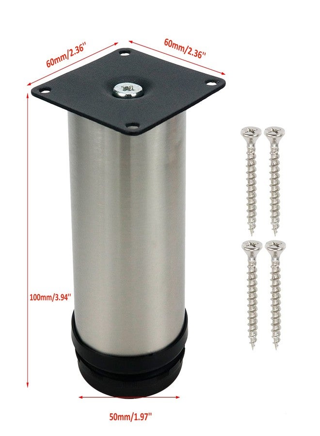 Sydien 4Pcs Stainless Steel Cylindrical Adjustable Furniture Legs Suitable for Sofa TV Cabinet (10cm) - Image 2
