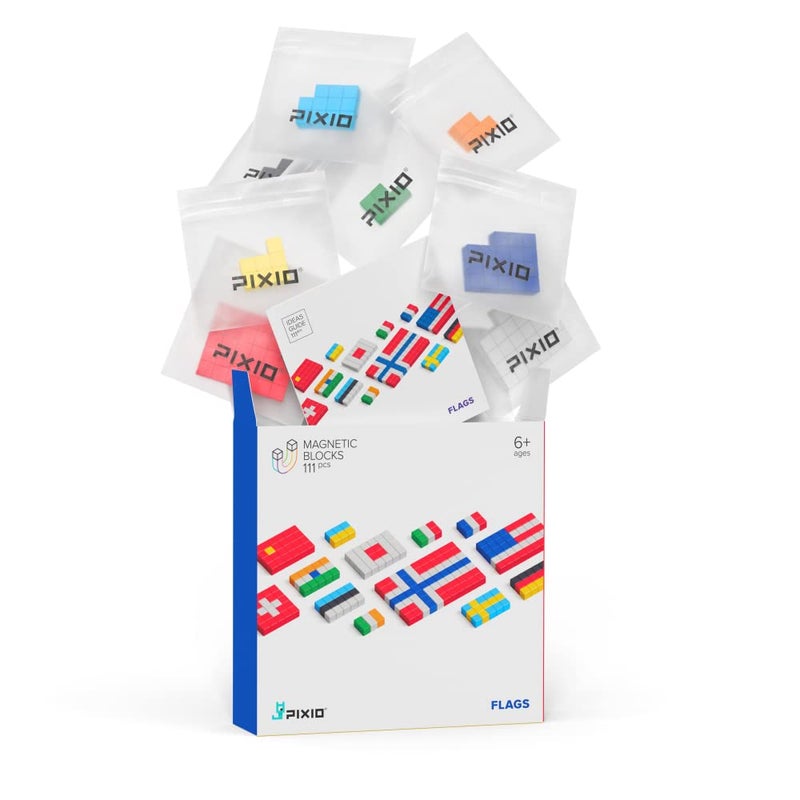 PIXIO Flags - Magnetic Building Blocks for Kids Over 6 Years, Pixel Art, STEM Magnet Toys for Kids Ages 8-12, Portable Magnetic Blocks for Creativity - 162 pcs - Image 2