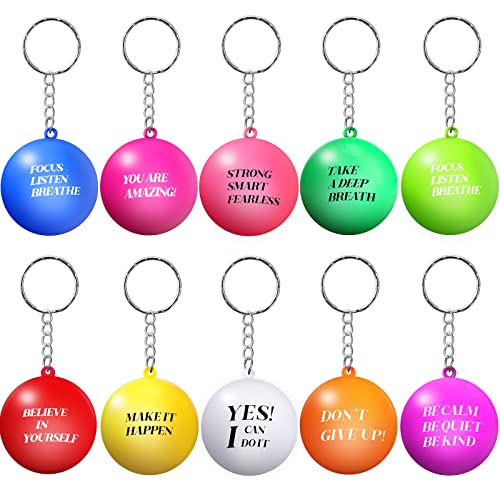 Zomiboo 20 Pcs Motivational Stress Balls Keychains Colorful Foam Balls with Quotes Inspirational Stress Relief Ball Relieve Anxiety Bright Colors - Image 1