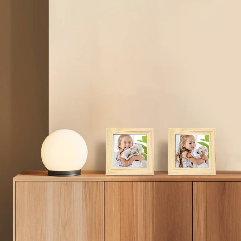 Egofine Egofine 4x4 Picture Frames Made of Solid Wood Covered by Plexiglass Display 4x4 for Table Top Display and Wall Mounting Photo Frame  Natural Wood  - Image 4