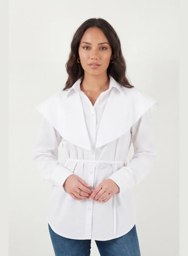 Lela Lela Cotton Cape Detail Regular Fit Long Sleeve Shirt Women's SHIRT 6774128