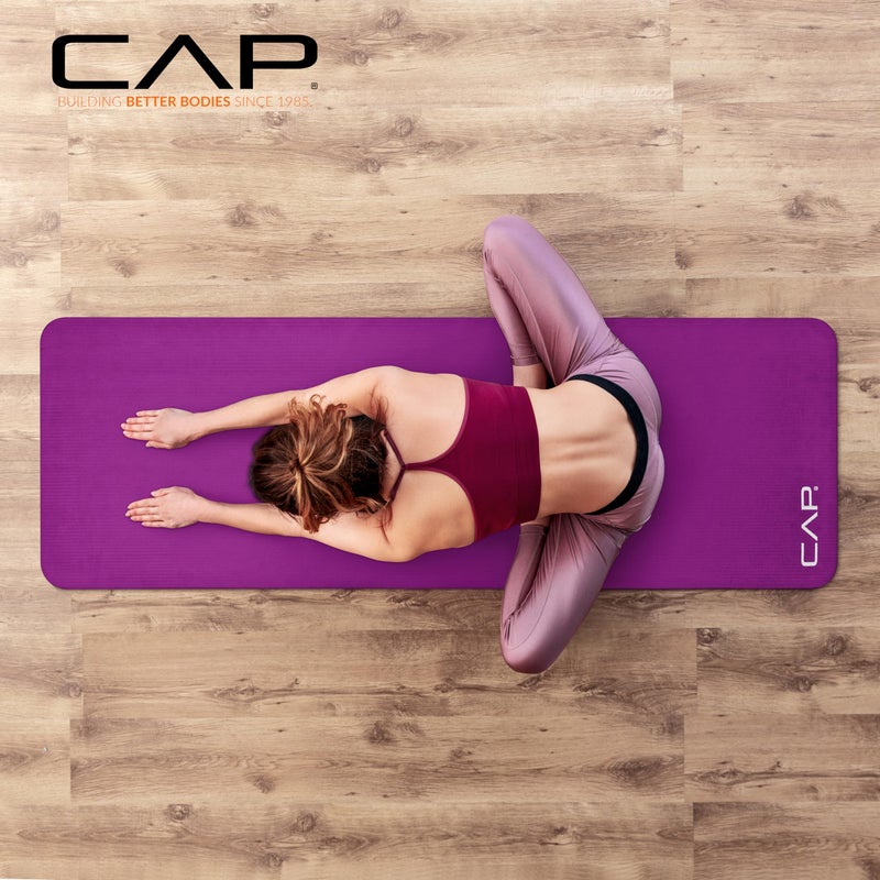 CAP Barbell Yoga Mat 1" Thick with Carrying Strap - High Density Exercise Mat for Yoga, Pilates, Stretching, Floor & Fitness Workouts - 74''x24''x1 | Wine - Image 5