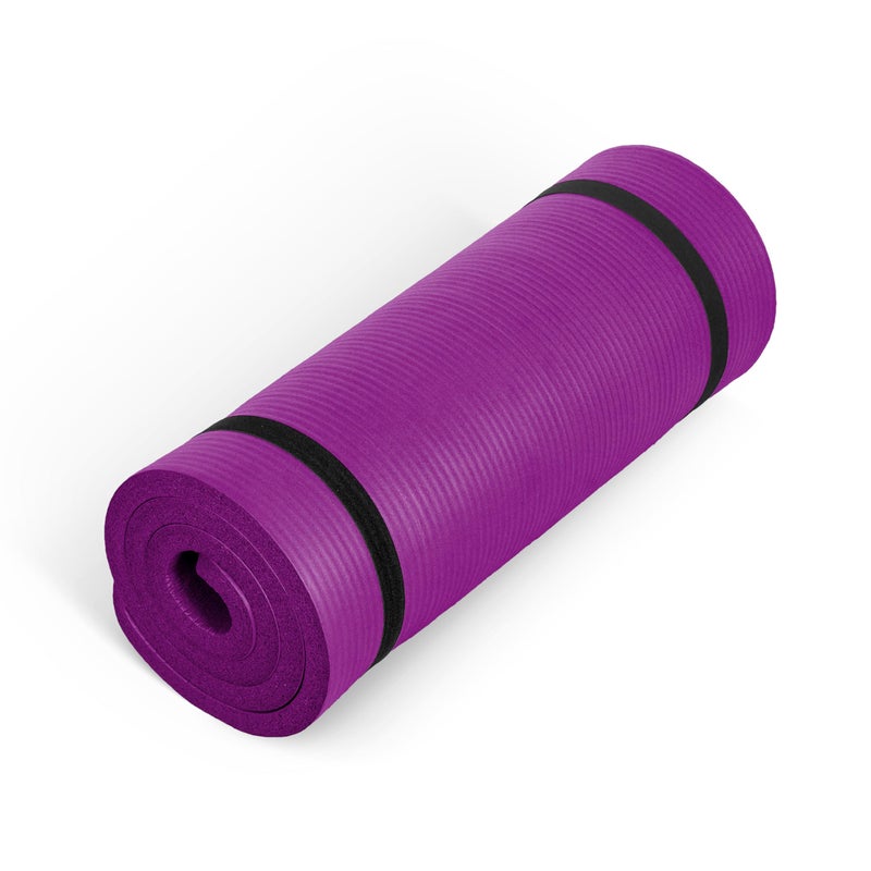 CAP Barbell Yoga Mat 1" Thick with Carrying Strap - High Density Exercise Mat for Yoga, Pilates, Stretching, Floor & Fitness Workouts - 74''x24''x1 | Wine - Image 1