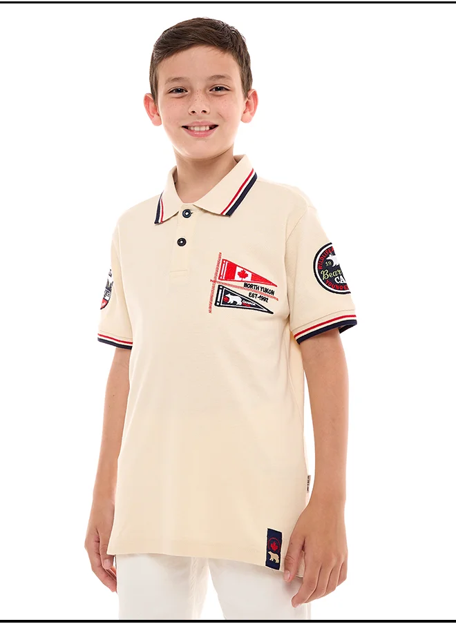 فكتور اند جين Polo Shirt for Boys  (6-12 Years) Cream - Classic Style