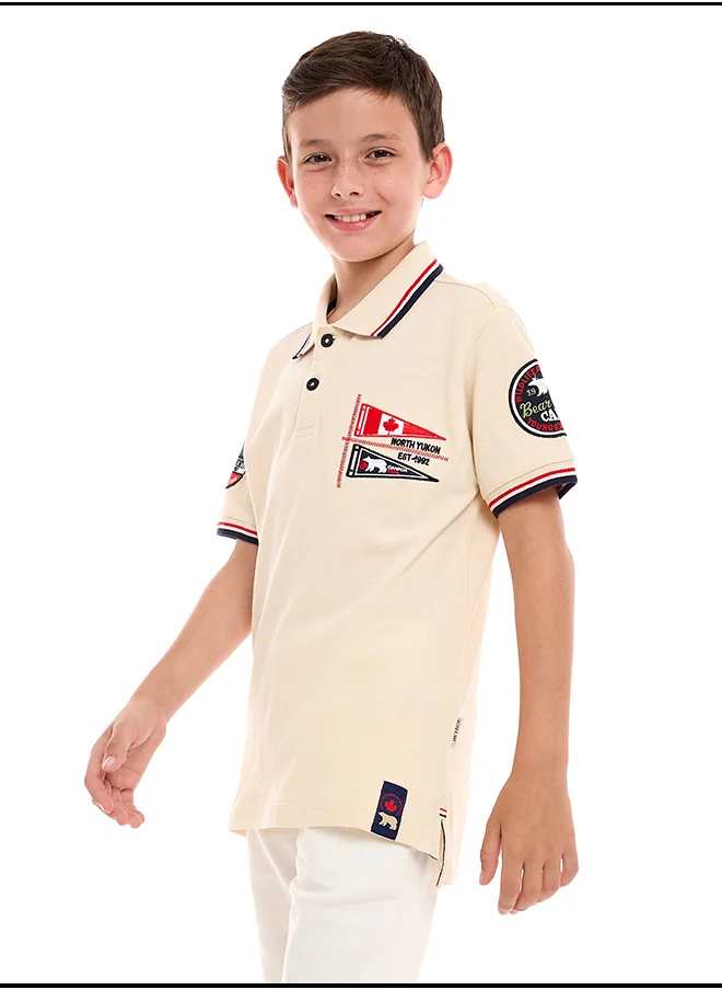 فكتور اند جين Polo Shirt for Boys  (6-12 Years) Cream - Classic Style