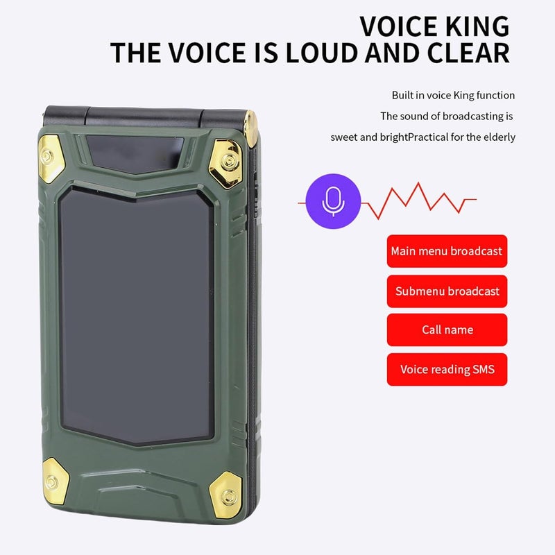LICAEVEY Flip Cell Phone for Seniors, 1.3MP Dual Screen Flip Phone with Dual SIM, Unlocked Phones with Speed Dial, One Key Flashlight丨Loud Speaker丨4800mAh Battery (Green) - Image 1