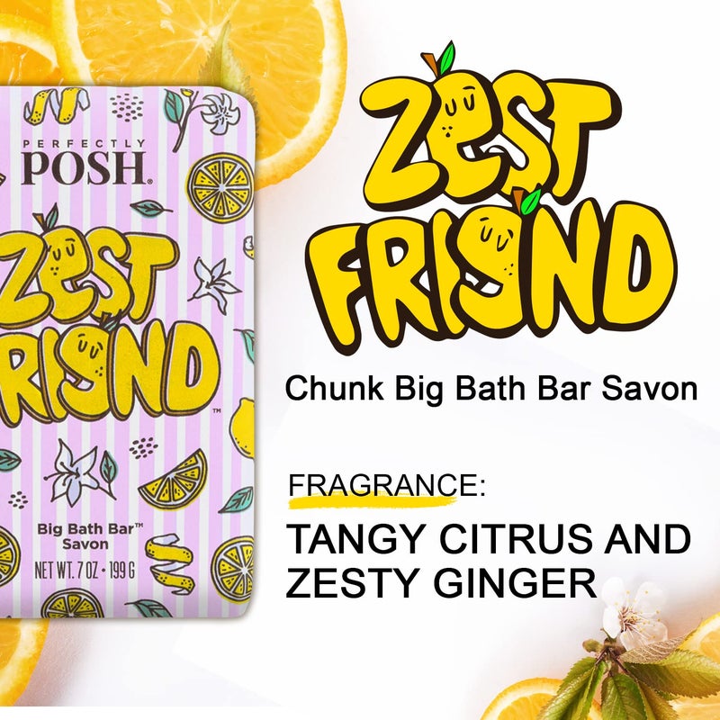 Perfectly Posh Zest Friend Big Bath Bar Refreshing and Moisturizing Soap with Citrus Scent for Energizing Bath Time 7oz - Image 3