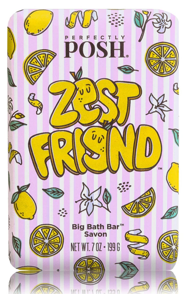 Perfectly Posh Zest Friend Big Bath Bar Refreshing and Moisturizing Soap with Citrus Scent for Energizing Bath Time 7oz - Image 1