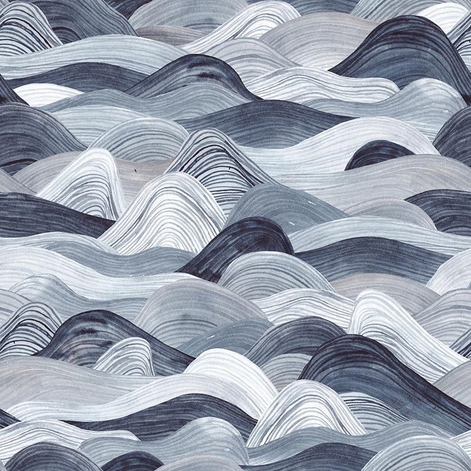 HAND DRAWING WAVE NAVY BLUE JAPANESE WATERCOLOR MOSAIC PEEL AND STICK WALLPAPER MODERN EASY PEEL OFF SELF ADHESIVE REMOVABLE STICK ON WALL PAPER FOR KITCHEN CABINET RENTER