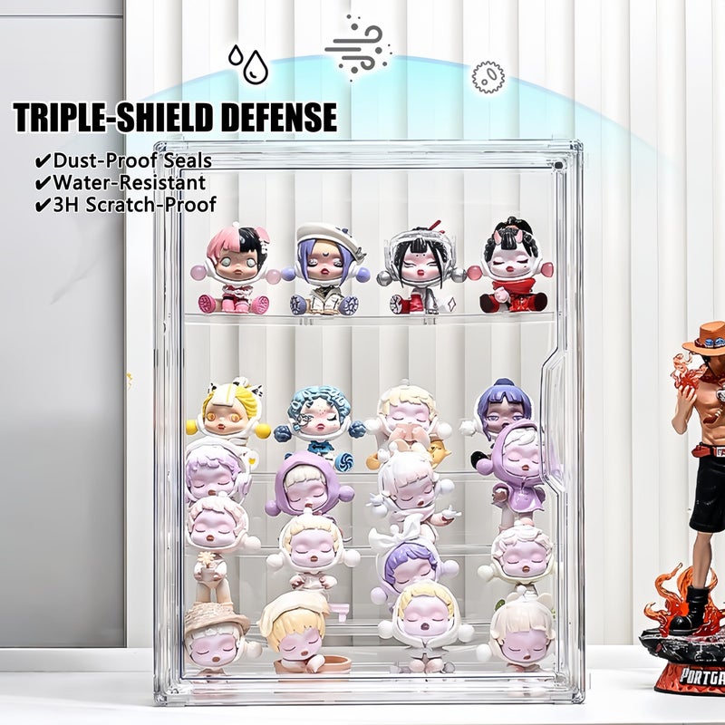 BFTDjanus 5-Tier Jumbo Acrylic Display Case for Figures - Extra Deep Shelves Holds 40+ Collectibles, Desktop Showcase with Magnetic Door for POP! Vinyls, Bobbleheads (L 5-Tierï¼ˆ10.6"*8.66"*14.17") - Image 3
