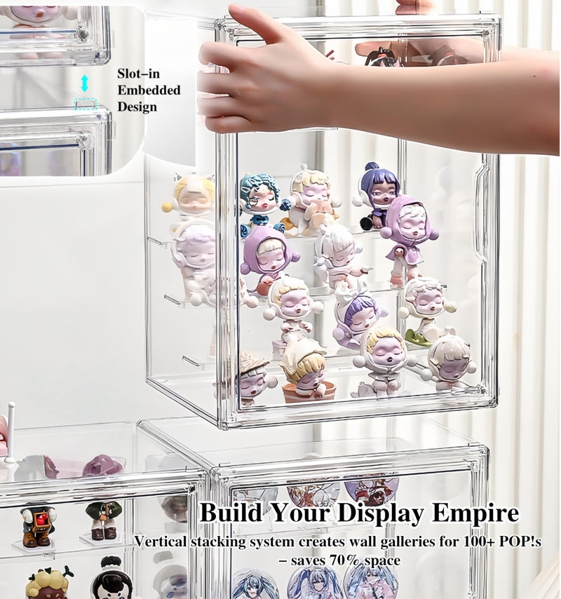 BFTDjanus 5-Tier Jumbo Acrylic Display Case for Figures - Extra Deep Shelves Holds 40+ Collectibles, Desktop Showcase with Magnetic Door for POP! Vinyls, Bobbleheads (L 5-Tierï¼ˆ10.6"*8.66"*14.17") - Image 5