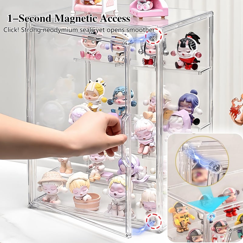 BFTDjanus 5-Tier Jumbo Acrylic Display Case for Figures - Extra Deep Shelves Holds 40+ Collectibles, Desktop Showcase with Magnetic Door for POP! Vinyls, Bobbleheads (L 5-Tierï¼ˆ10.6"*8.66"*14.17") - Image 4