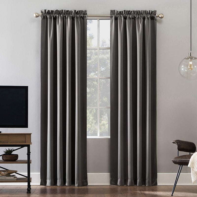 Sun Zero Oslo Theater Grade Extreme Total Blackout Rod Pocket Curtain Panel 52 x 84 Gray