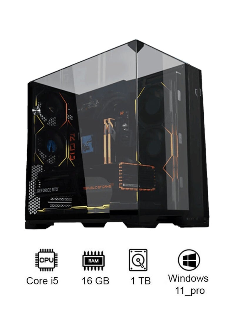 انفني ارك حاسوب ألعاب INFINIARC RTX 5060 المكتبي (صندوق Lian Li O11D VISION، لوحة أم B860 DS3H، بطاقة RTX 5060 بسعة 8 جيجابايت، معالج Intel Core Ultra 5، ذاكرة RAM بسعة 16 جيجابايت DDR5، قرص SSD M.2 بسعة 1 تيرابايت، مبرد سائل أسود ARGB بحجم 360 مم، مزود طاقة 650 واط برونزي، ويندوز برو) أسود - Image 1