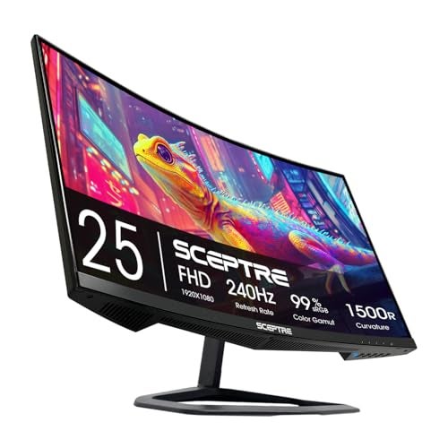 Sceptre New! Sceptre Curved 24.5-inch Gaming Monitor up to 240Hz 1080p R1500 1ms DisplayPort x2 HDMI x2 Eye Care Build-in Speakers, Machine Black 2026 (C255B-FWT240 Series) - Image 1
