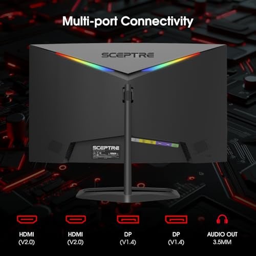 Sceptre New! Sceptre Curved 24.5-inch Gaming Monitor up to 240Hz 1080p R1500 1ms DisplayPort x2 HDMI x2 Eye Care Build-in Speakers, Machine Black 2026 (C255B-FWT240 Series) - Image 2