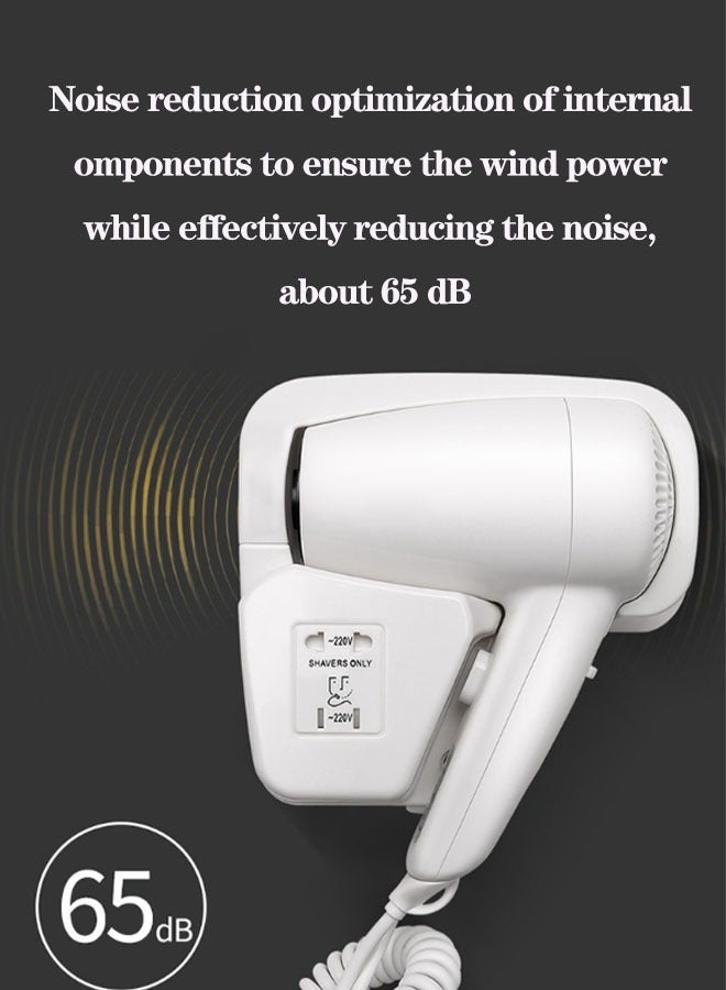 Arabest 1200W Wall Mounted Hair Dryer,Installable Hair Dryer,Professional Hair Dryer,Suitable for Hotel Bathroom Home and TravelProfessional 1300w Wall Mounted Hair Dryer Professional Suitable For Hotel Bathroom Home And Travel - Image 4