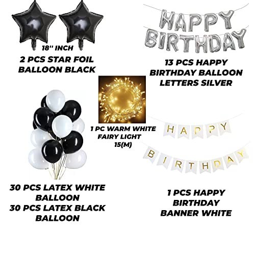 TOYXE Birthday decoration Banner Letter Star Foil Balloons with LED Lights and Latex Nalloons Set of 77 Pcs - Image 2