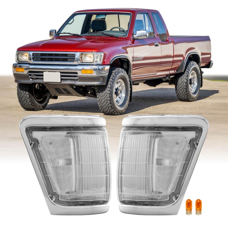 USR 9295 LN PickUp Truck Corner Light Front Parking Lamps Left Right Pair Compatible with 19921995 Toyota Pick Up 4WD 4x4 TrucksUS Spec Only All Models CLEAR LENS LIGHTS with BULBS