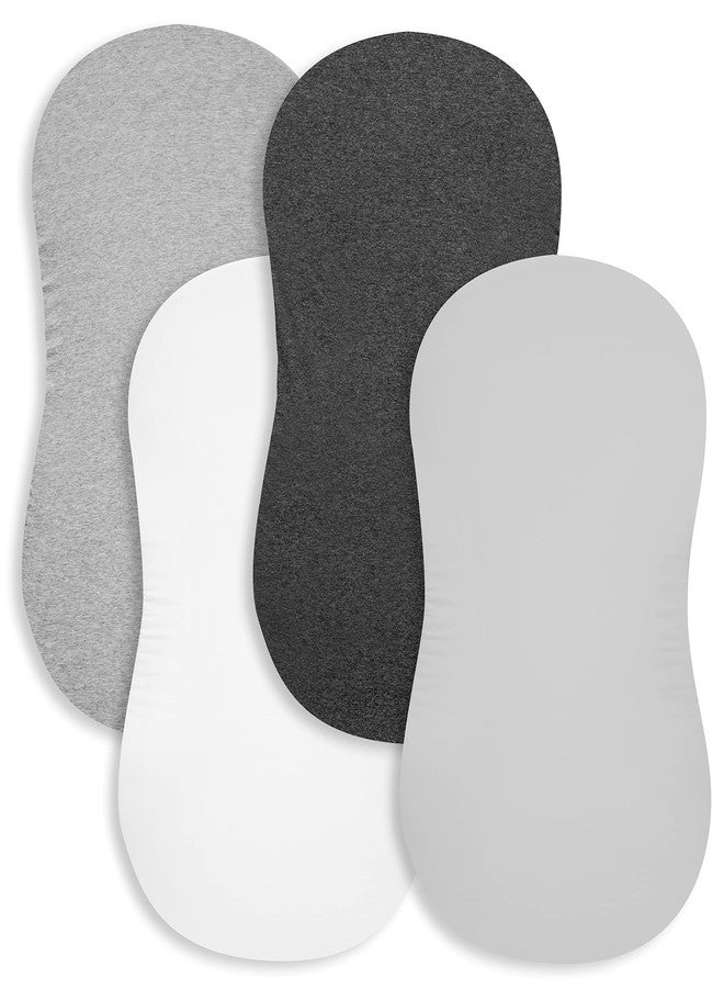 BaeBae Goods Premium Bassinet Fitted Sheet for Halo, Mika Micky, Maxi COSI & Others - 4 Pack 100% Jersey Knit Bedding for Standard Size Oval or Halo Pads - Boys & Girls - Image 1