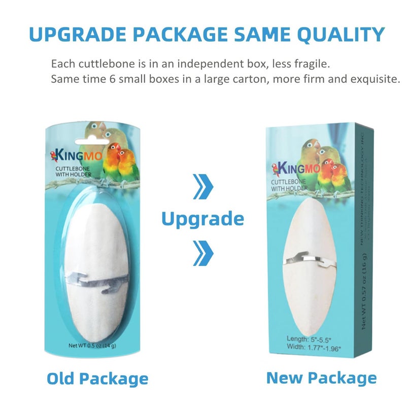Jmxus Jmxu's 5"-5.5" Bird Cuttlebone for Parakeets, Cuddle Bone with Metal Holder, Cuttlefish Bone for Sharp Beaks, Natural Birds Calcium for Parrots Cockatiels Budgie, 6 Pcs - Image 3