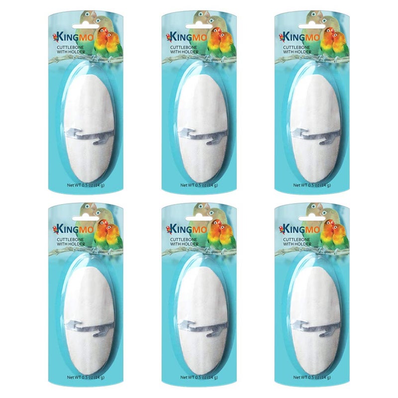 Jmxus Jmxu's 5"-5.5" Bird Cuttlebone for Parakeets, Cuddle Bone with Metal Holder, Cuttlefish Bone for Sharp Beaks, Natural Birds Calcium for Parrots Cockatiels Budgie, 6 Pcs - Image 1