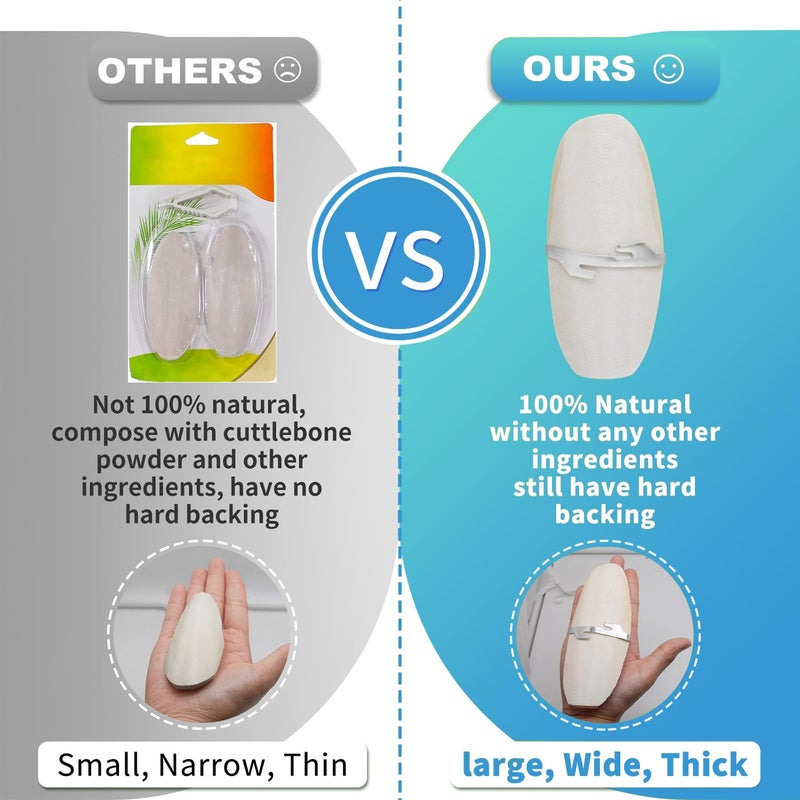 Jmxus Jmxu's 5"-5.5" Bird Cuttlebone for Parakeets, Cuddle Bone with Metal Holder, Cuttlefish Bone for Sharp Beaks, Natural Birds Calcium for Parrots Cockatiels Budgie, 6 Pcs - Image 5